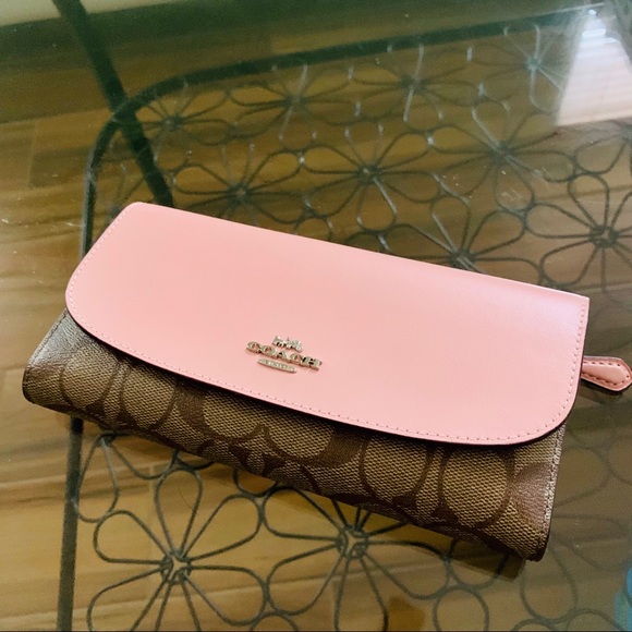 Coach carryall sage satchel checkbook wallet petal - Picture 2 of 4